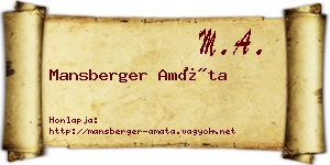 Mansberger Amáta névjegykártya
